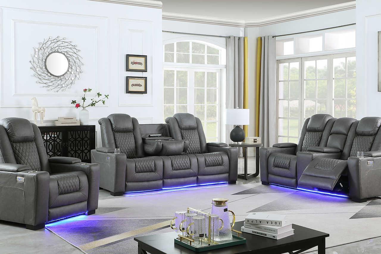 Ash Grey Microfiber 2-Piece Power Reclining Set