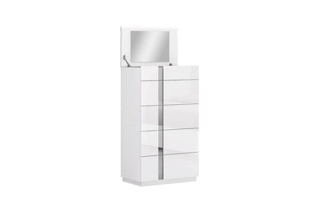 Chloe White Modern Contemporary High Gloss 5-Drawers Chest - Ella Furniture