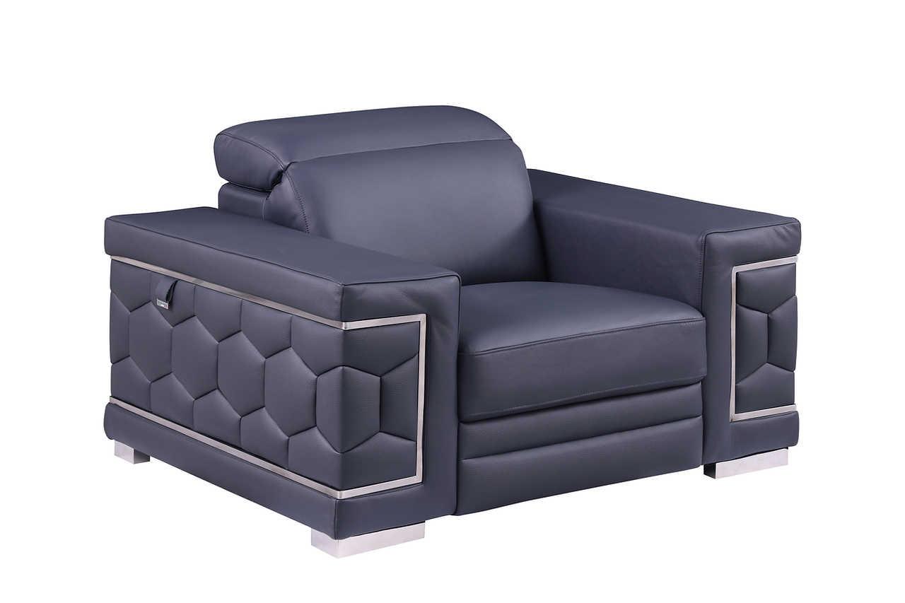 Favo Dark Navy Leather Chair