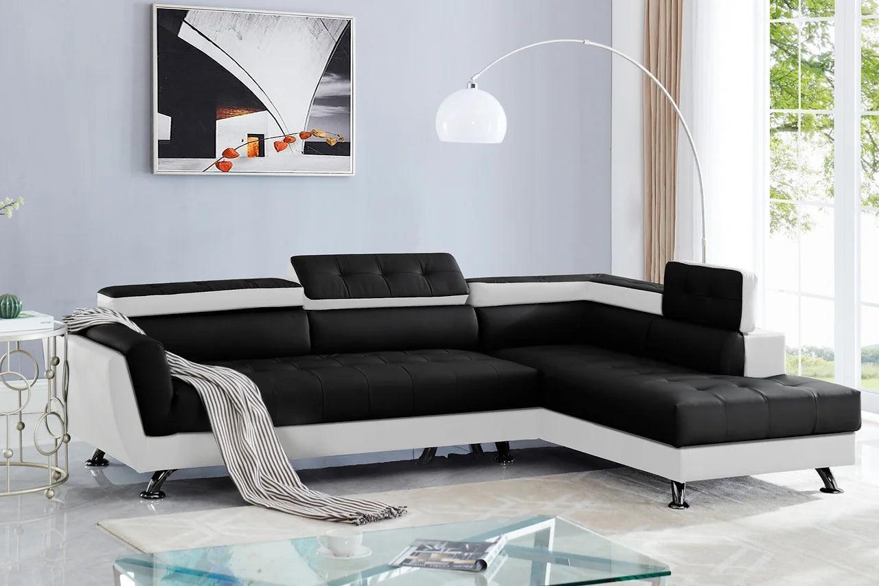 Izzi Black White Tufted Sectional