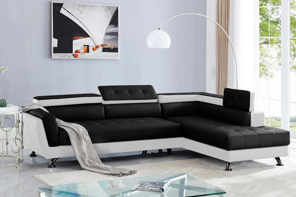 Izzi Black White Tufted Sectional