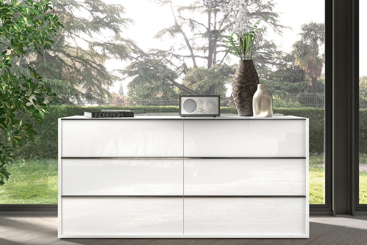 Luna White Contemporary Transitional High Gloss Lacquer Solid Wood Extra Nightstand - Ella Furniture