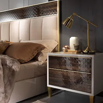 Gemma Italian High Gloss Pearl and 3D Eucalyptol Bedroom Set view 6