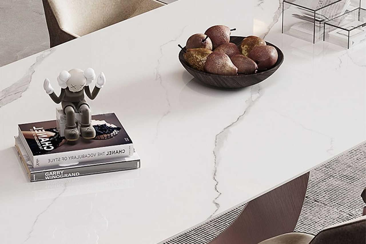 71" Faux Marble Top Dining Table