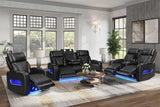 Skyline Black Leather 2-Piece Power Reclining Set