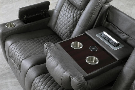 Ash Brown Contemporary Solid Wood Polished Microfiber Power (3Pcs Power Reclining Set) - Ella Furniture