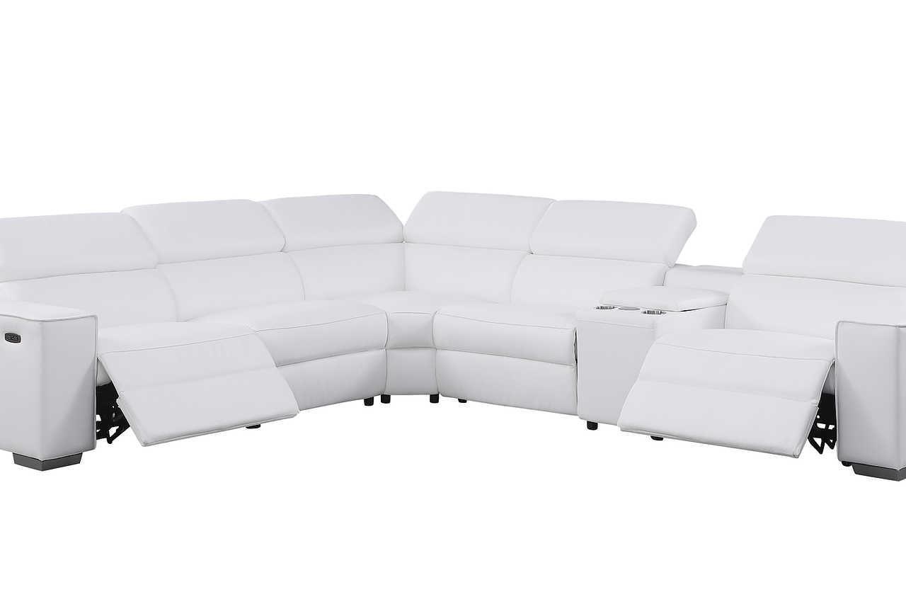 Picasso White 6-Piece 2 Power Reclining Sectional
