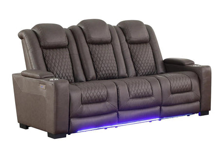 Ash Brown Contemporary Solid Wood Polished Microfiber Power (3Pcs Power Reclining Set) - Ella Furniture