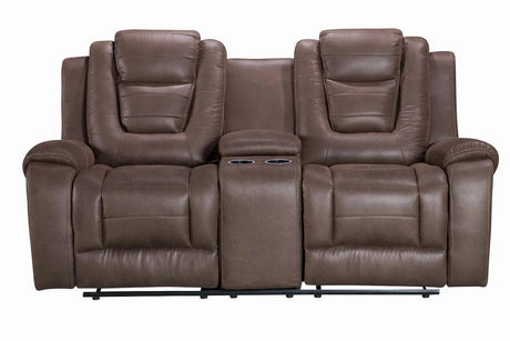 Galaxy Brown Contemporary Wood And Engineered Wood Faux Leather Upholstered Recliner - Ella Furniture