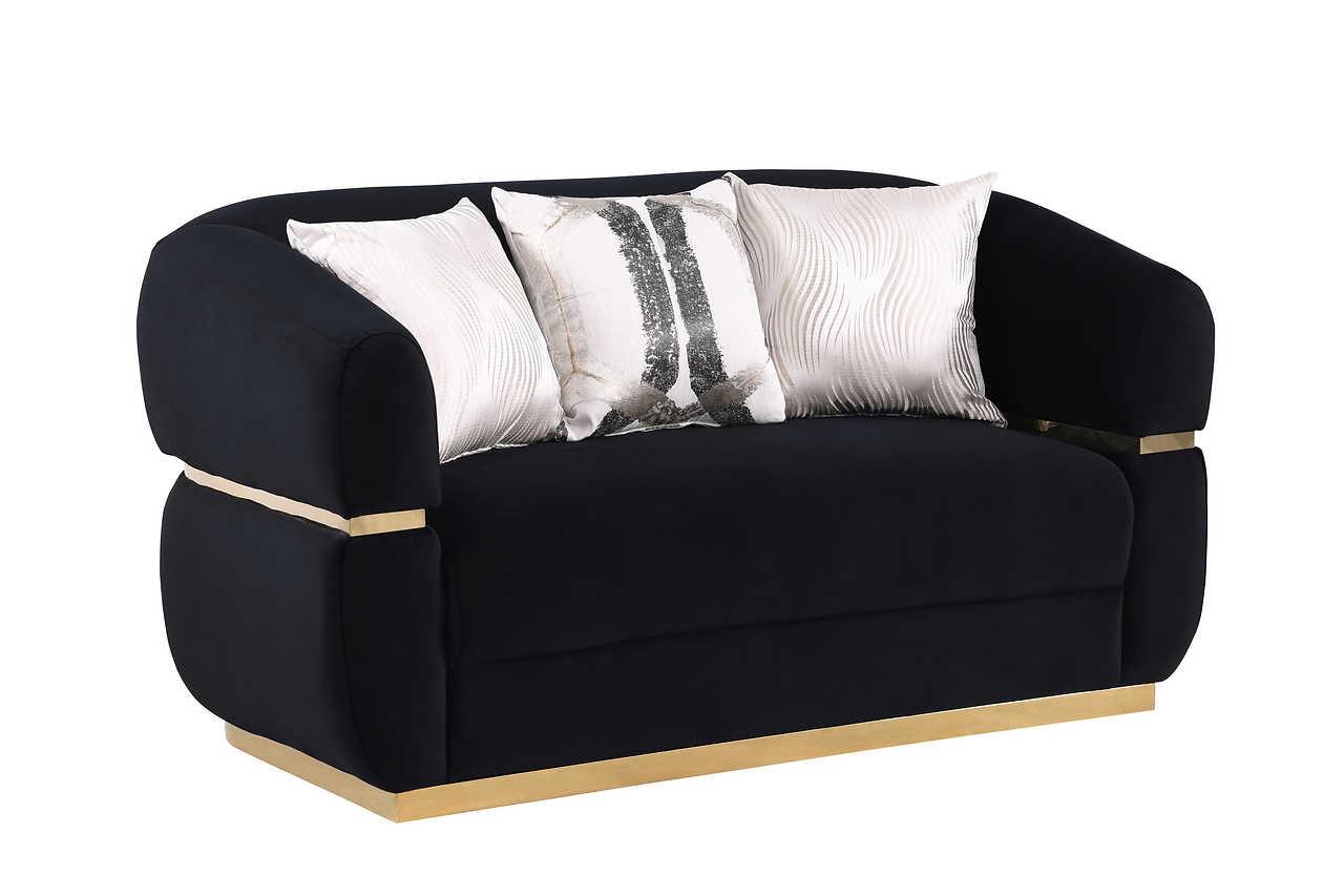 Carmela Black Velvet Living Room Set