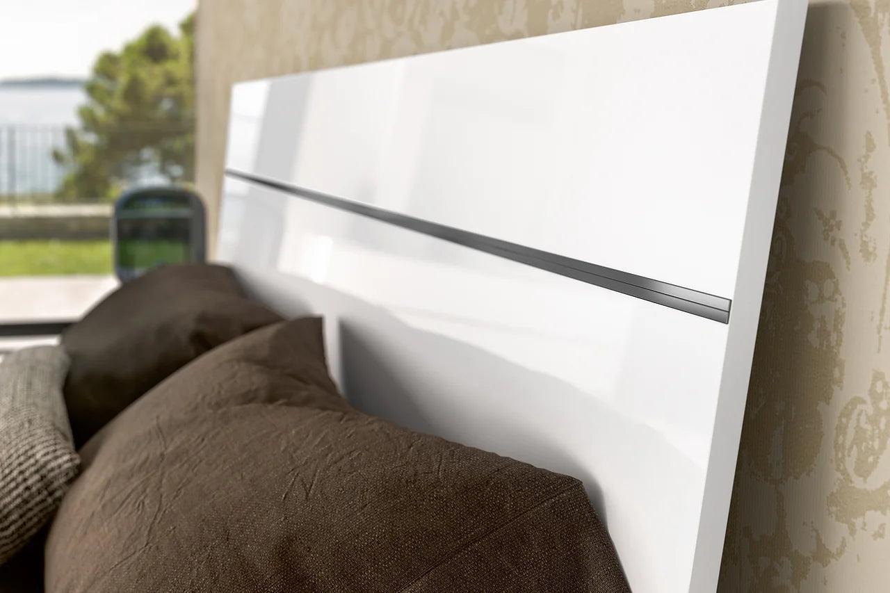 Luna White Contemporary Transitional High Gloss Lacquer Solid Wood Bedroom Set - Ella Furniture