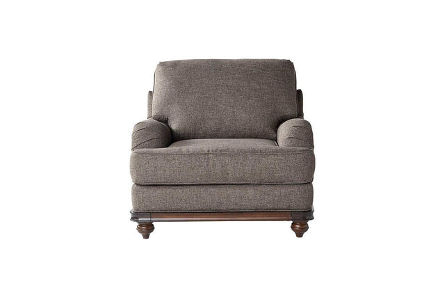 Driftwood Brown/Gray Modern Contemporary Solid Wood Trim Fabric Upholstery Chair - Ella Furniture