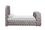 Royal Gray Upholstered Tufted Platform Queen Bed