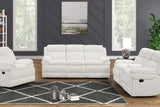 Mellow White Thick Stripe Fabric 3-Piece Reclining Set