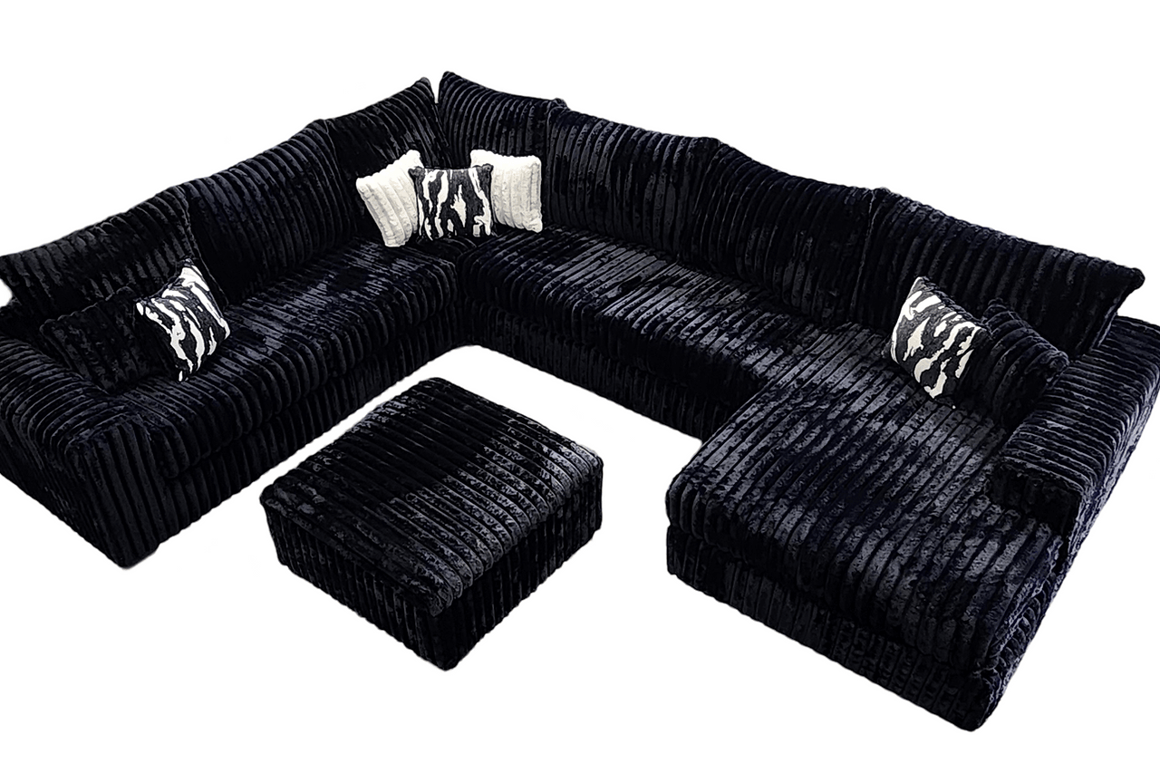 Texan Black Corduroy Sectional