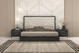Dion Dark Gray Modern Contemporary High Gloss Pine Wood 2-Drawers Nightstand - Ella Furniture