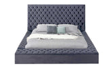 Catalina II Grey Upholstered Tufted USB King Bed