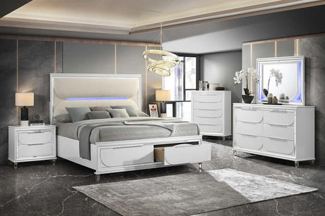 Aria White Fabric Platform Queen Bed - Ella Furniture