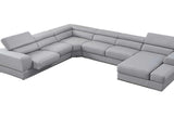 Pella Light Gray Leather RAF Sectional