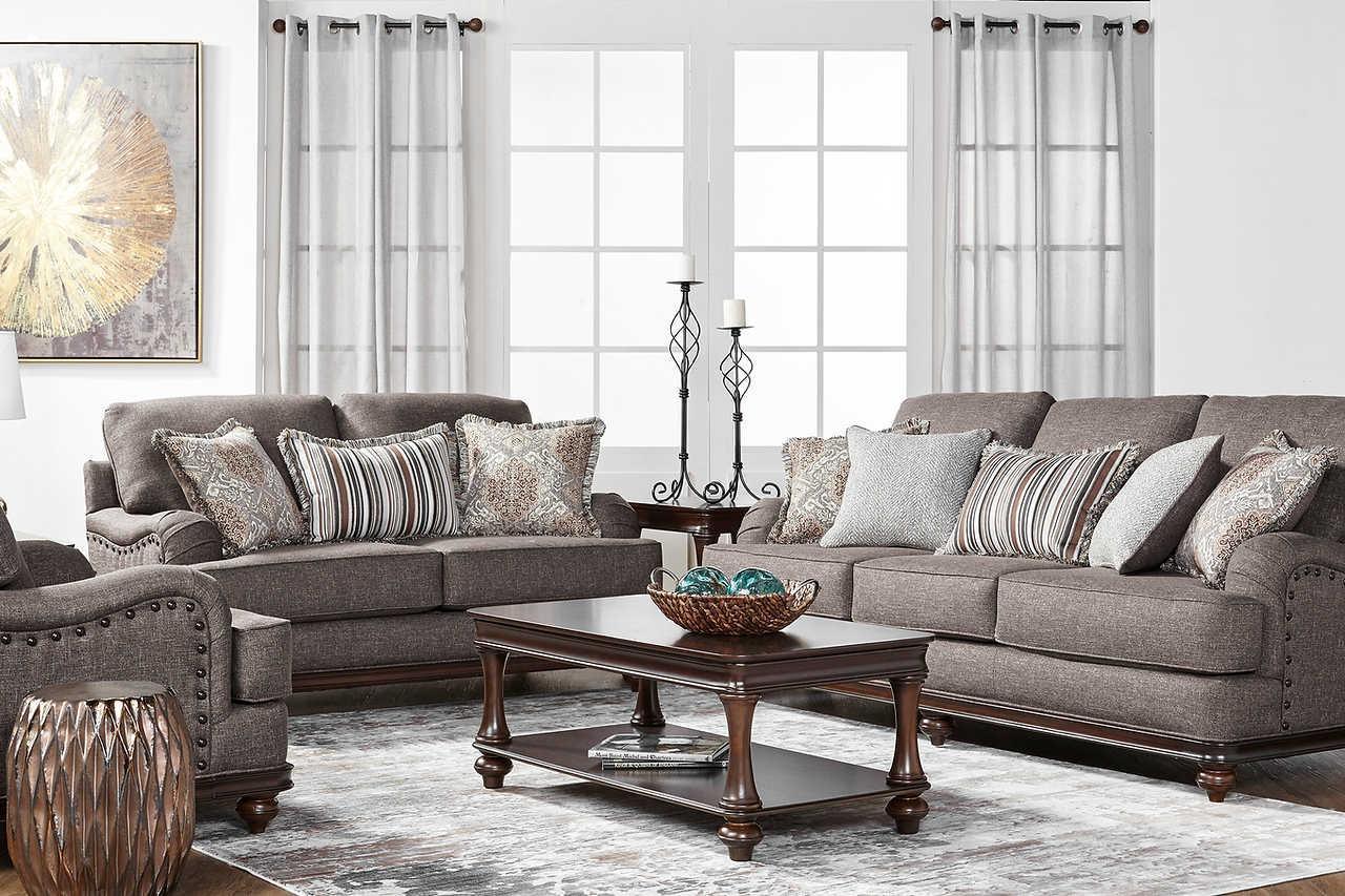 Driftwood Brown/Gray Modern Contemporary Solid Wood Trim Fabric Upholstery Chair - Ella Furniture