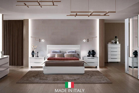 Kimera White Modern Contemporary High Gloss Lacquer Solid Wood 5-Drawers Chest - Ella Furniture