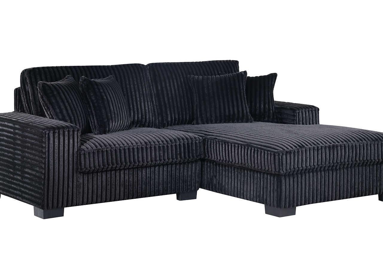 Comfy II Black Velvet 2-Piece Sectional