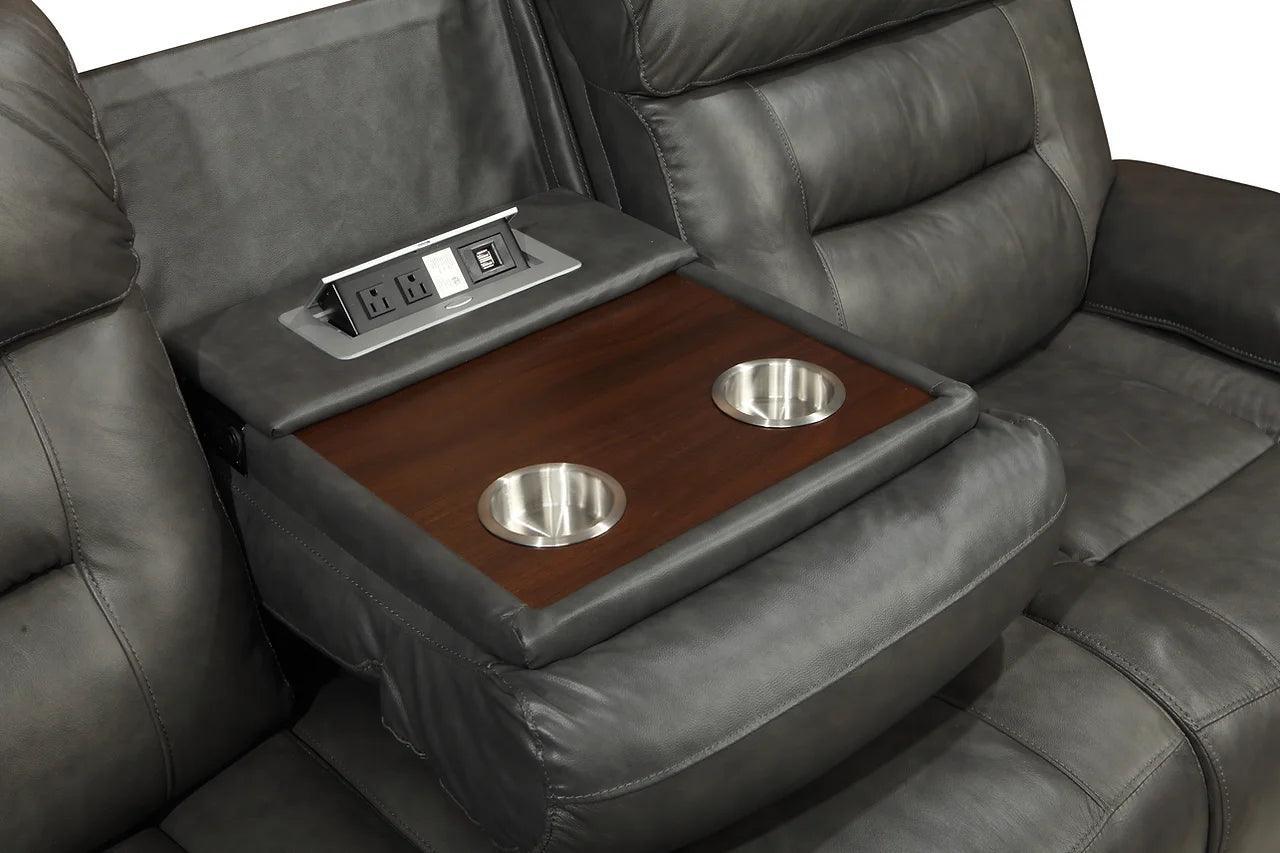 Rosewood Grey Wood Faux Leather (3Pcs Power Reclining Sofa, Loveseat And Recliner) - Ella Furniture