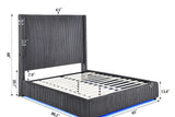 Belinda Grey LED Upholstered Platform King Bed