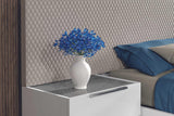 Fabiana White Modern Contemporary High Gloss Lacquer Wood Marble Top Extra Nightstand - Ella Furniture