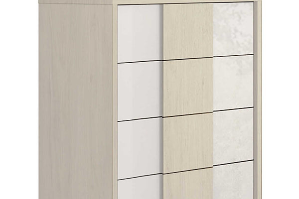 Tower White Modern Contemporary Traditional Solid Wood And Veneers 5-Drawers Chest - Ella Furniture