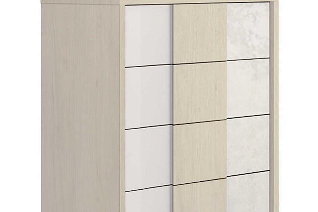 Tower White Modern Contemporary Traditional Solid Wood And Veneers 5-Drawers Chest - Ella Furniture