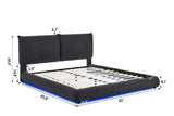 Zima Grey LED Upholstered Platform Queen Bed