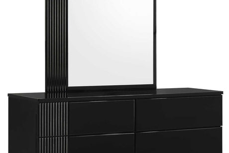 Modena Black Modern Contemporary High Gloss Lacquer Solid Wood 2-Drawers Nightstand - Ella Furniture