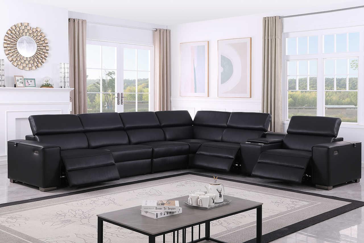 Picasso Black 7-Piece 3 Power Reclining Sectional