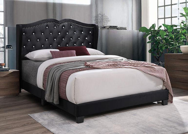 Elena Black Upholstered Platform King Bed