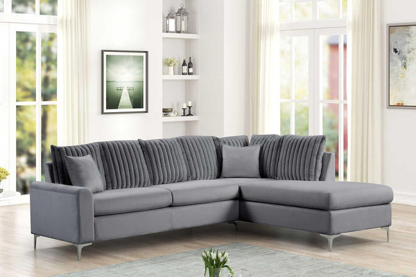 Elina Gray Velvet Sectional