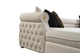 Brooklyn Cream Modern Contemporary Wood, Engineered Wood Fabric Tufted Sectional - Ella Furniture