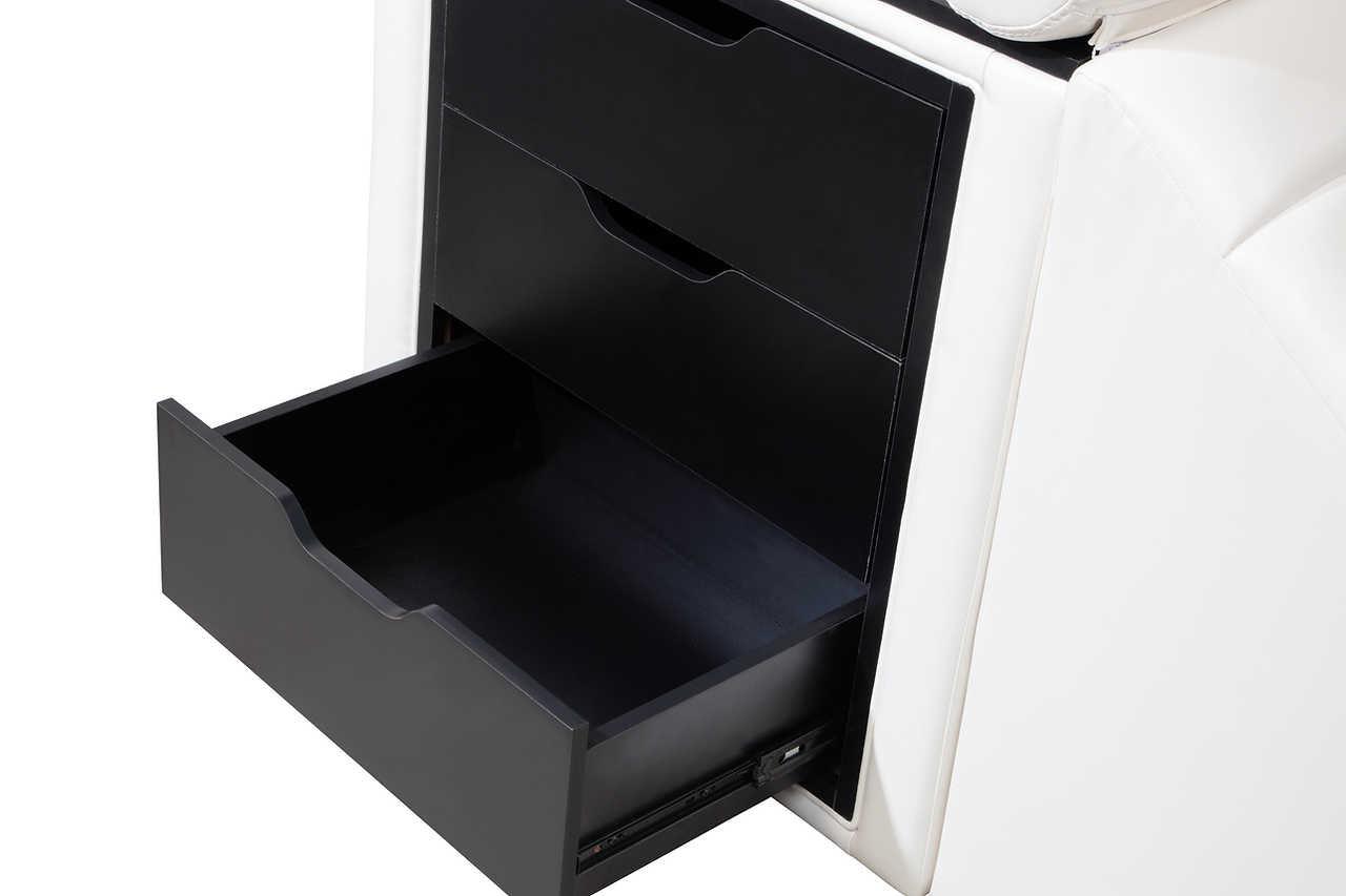 Apollo White Upholstered Storage LED Platform King Bed