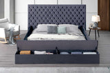 Catalina II Grey Upholstered Tufted USB Queen Bed