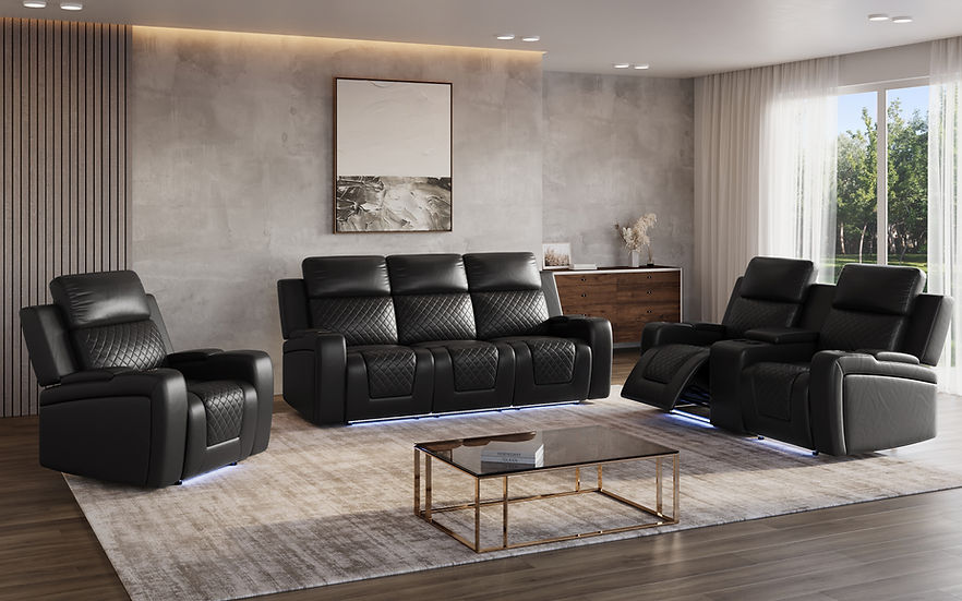 Bomer Black 3-Piece Power Reclining Set