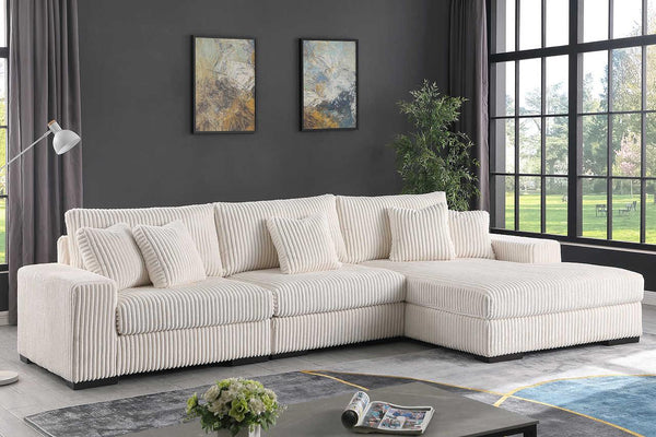 Comfy Ivory 3-Piece Upholstered Sectional