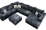 Texan Gray Corduroy Ottoman