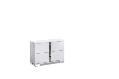 Alice White Traditional Contemporary Marble Top Solid Wood Faux Leather LED Bedroom Set - Ella Furniture