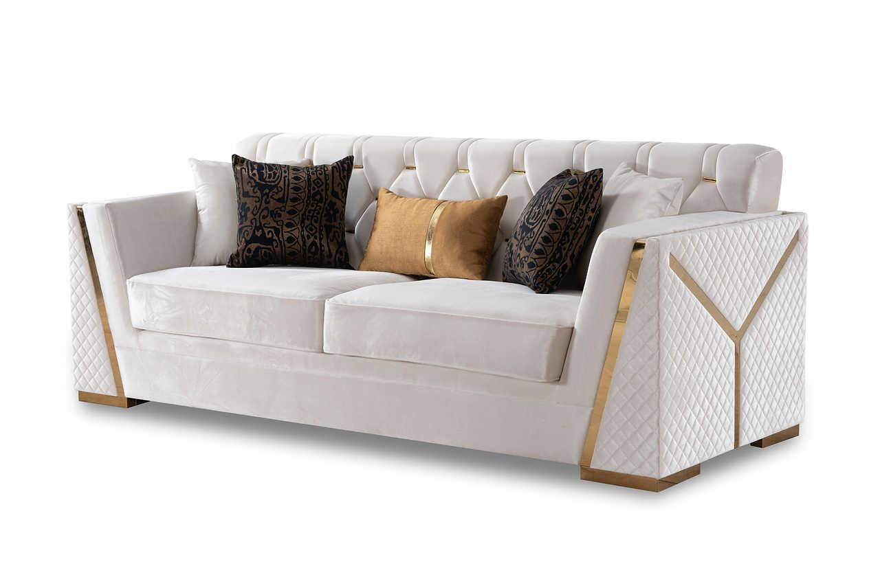 Hilena White Velvet Living Room Set