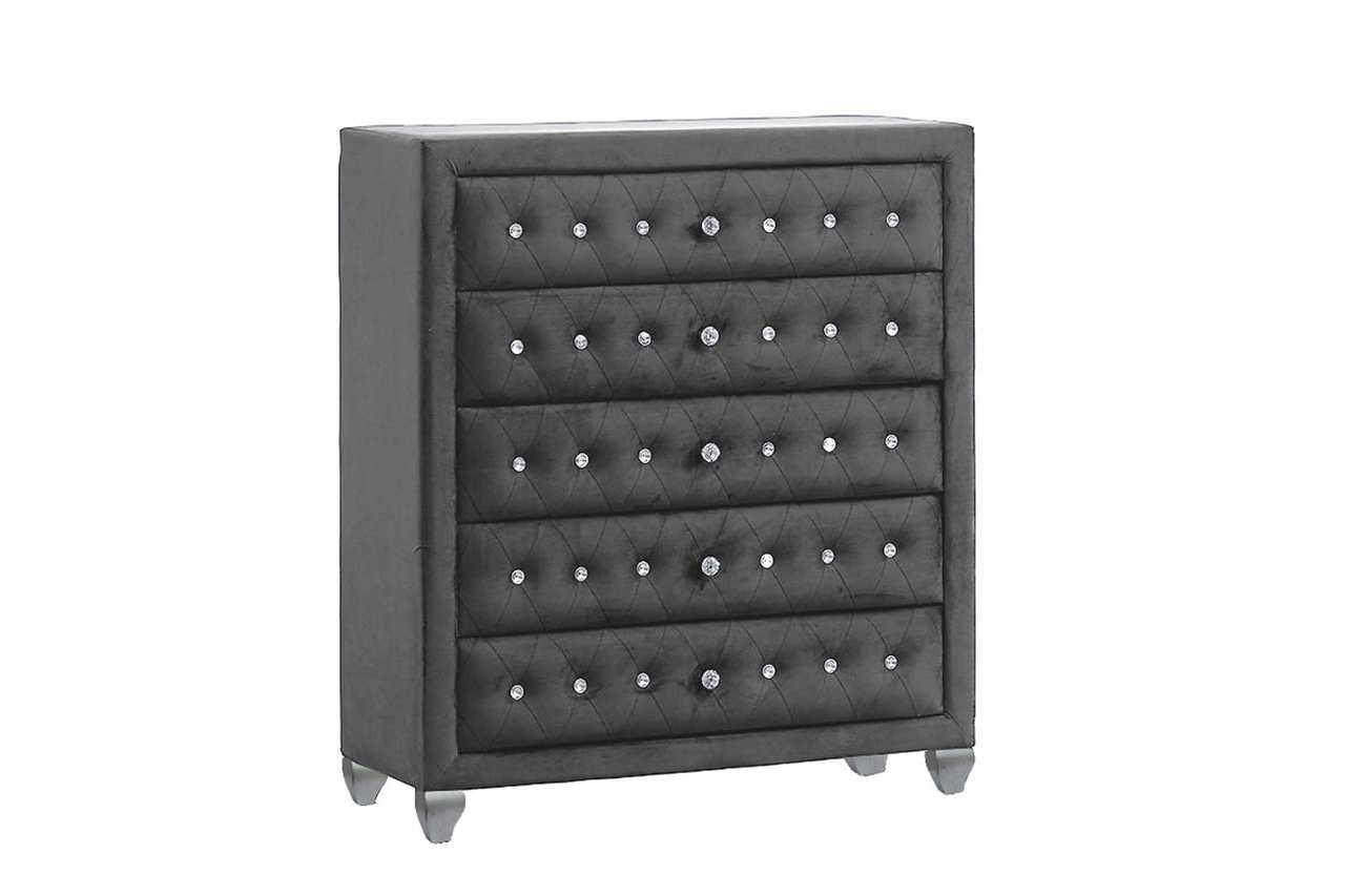 Divina Gray Upholstered Tufted Wingback Bedroom Set