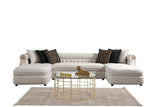 Brooklyn Cream Modern Contemporary Wood, Engineered Wood Fabric Tufted Sectional - Ella Furniture