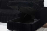 Raha Black Soft Fabric Storage Sectional with Pull Out Bed