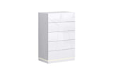 Lea White Modern Contemporary High Gloss Pine Wood 2-Drawers Nightstand - Ella Furniture