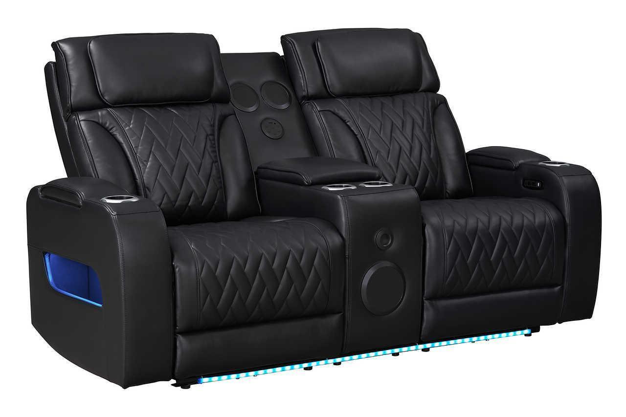 Skyline Black Leather 2-Piece Power Reclining Set