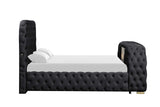 Royal Black Upholstered Tufted Platform Queen Bed